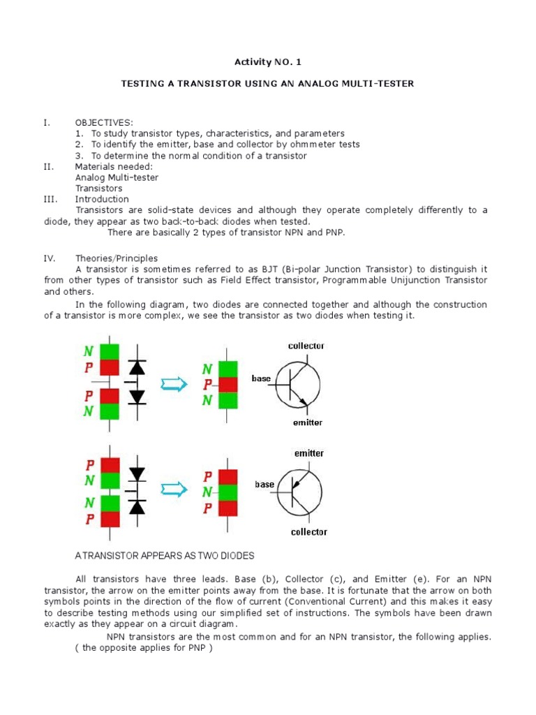 Activity NO 1 | PDF | Bipolar Junction Transistor | Transistor