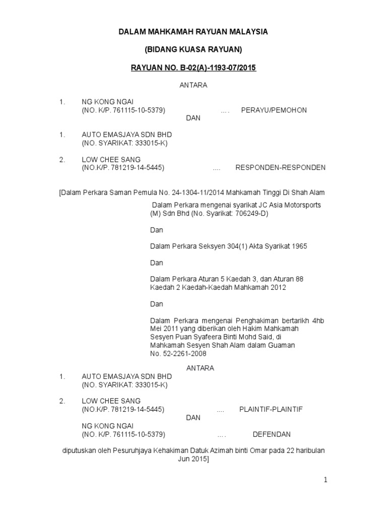 Notis Usul Draft Malay Perlanjutan Masa Pdf