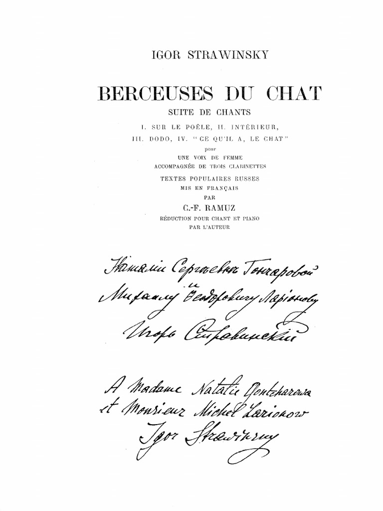 Stravinsky Berceuses Du Chat