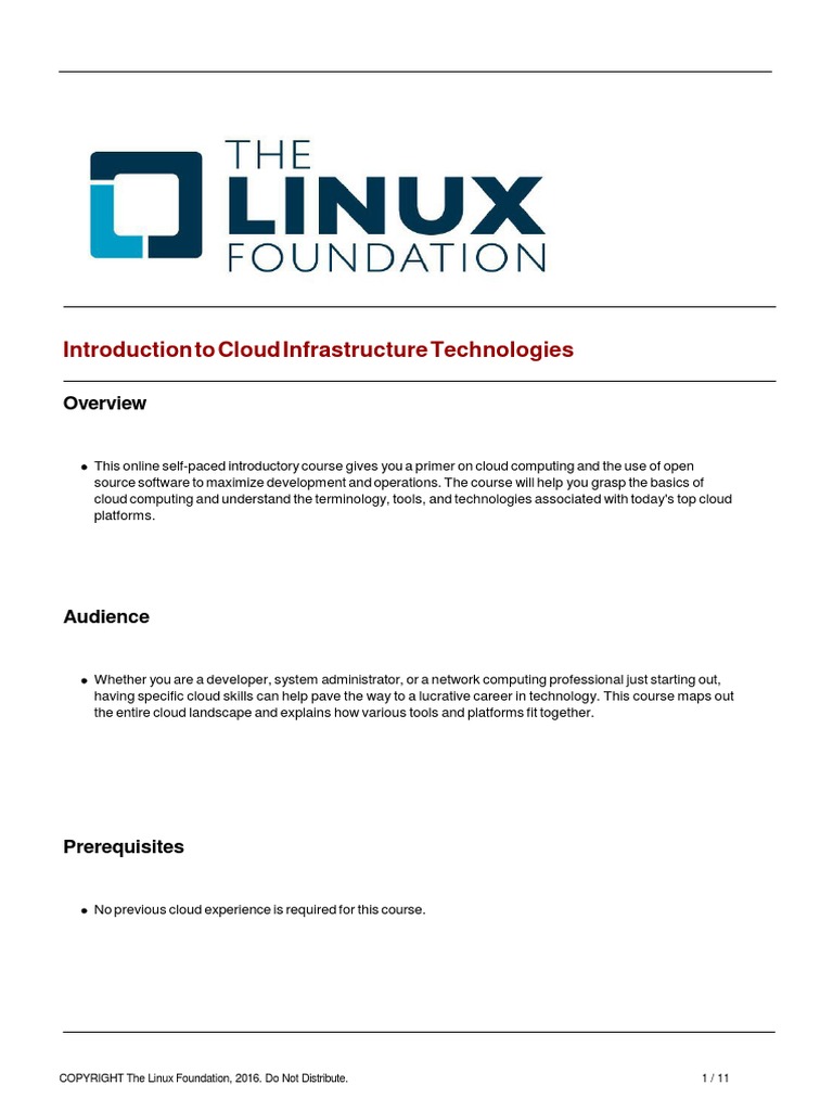 Introduction To Cloud Infrastructure Technologies | PDF | Cloud ...