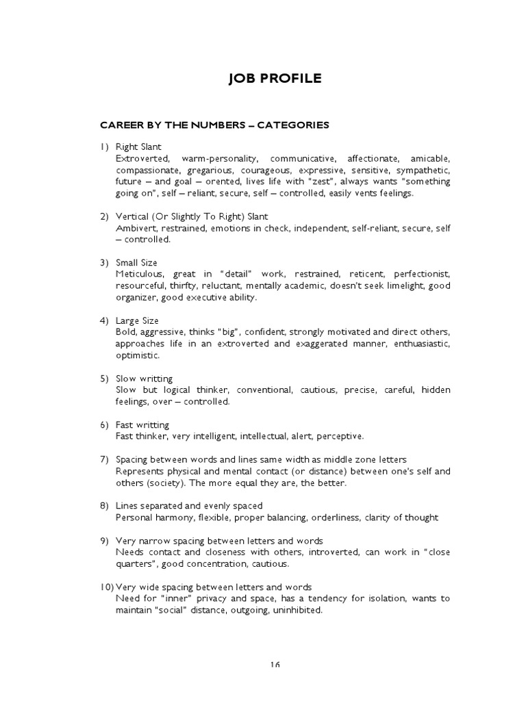 Job Profile Analysis by Type | PDF | Extraversion And Introversion ...