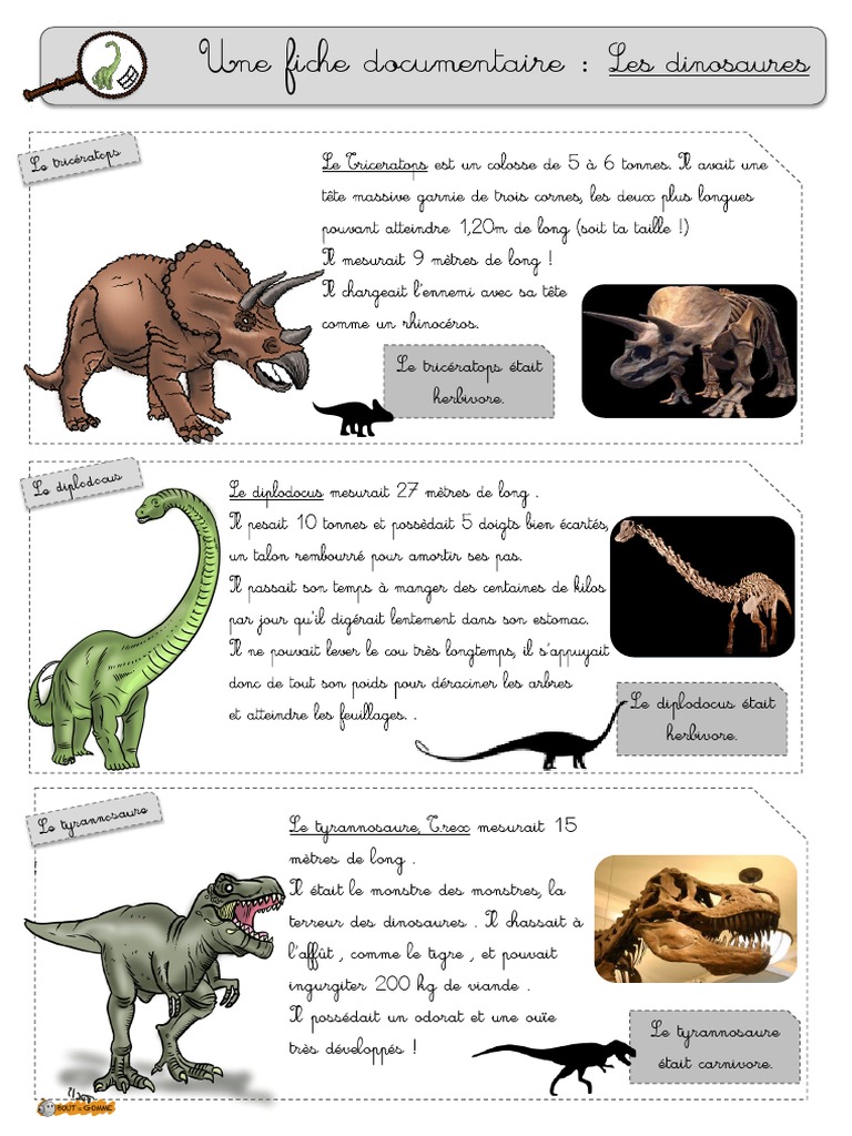 Exposé Sur Les Dinosaures à Imprimer Les Dinosaures Exercices | PDF