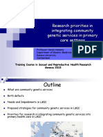 Research Priorities in Integrating Community Genetic Services in Primary Care Settings