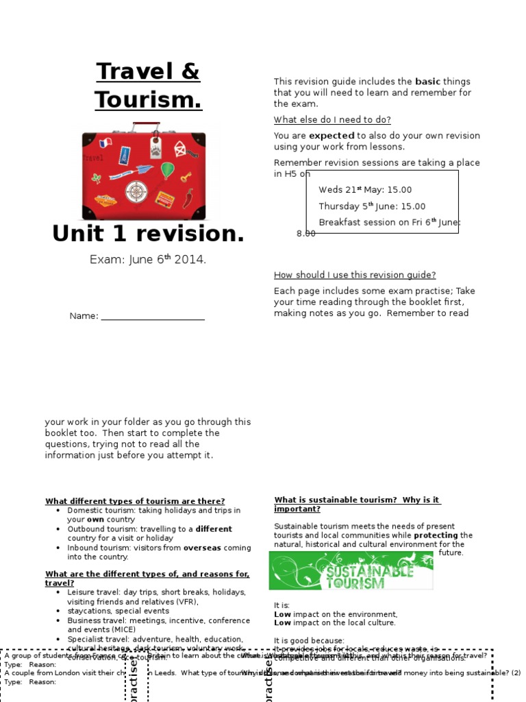Travel And Tourism Igcse Revision Notes
