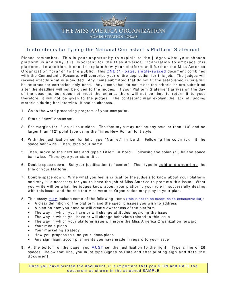 Instructions For Platform Statement PDF