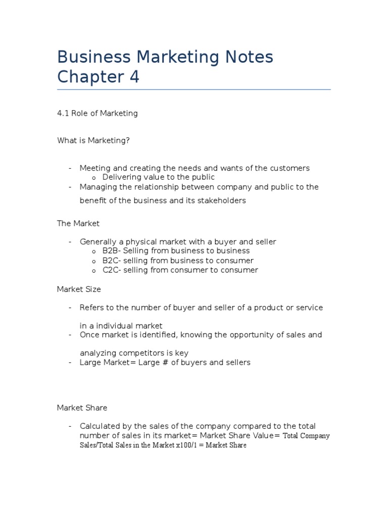 Business Marketing Notes Chapter 4 | PDF | Market Segmentation | Marketing