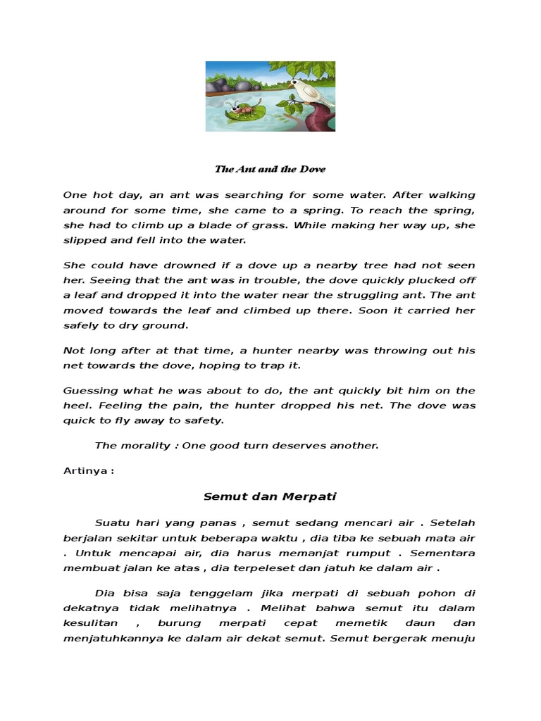 The Story Of The Ant And The Dove