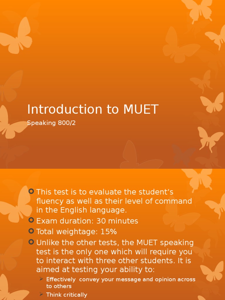 Introduction to MUET Speaking | Test (Assessment ...