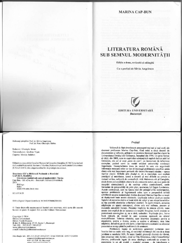 Literatura Romana Sub Semnul Modernitatii