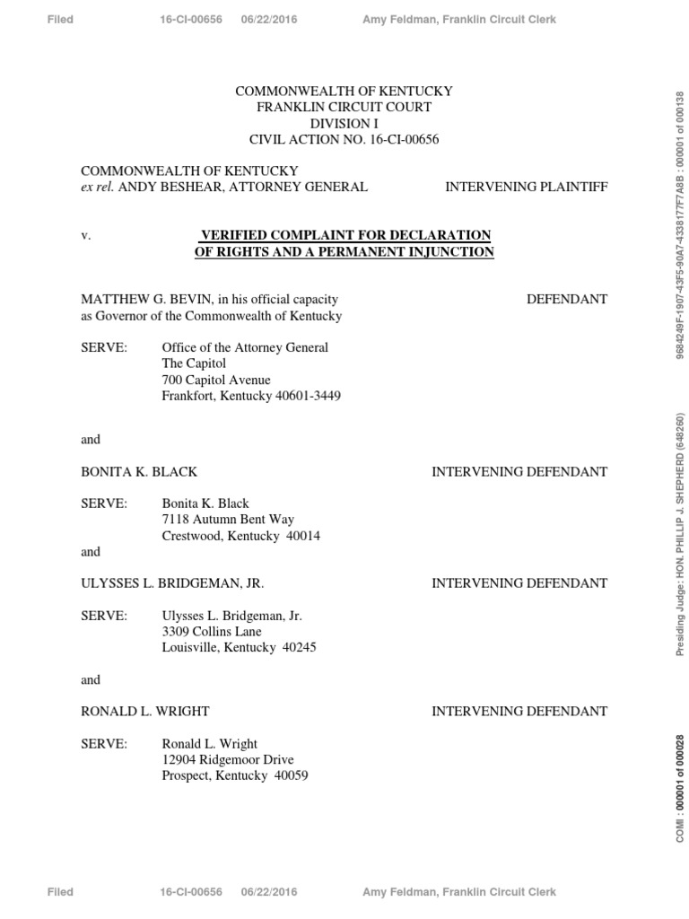 Motion To Intervene PDF Executive Order Kentucky