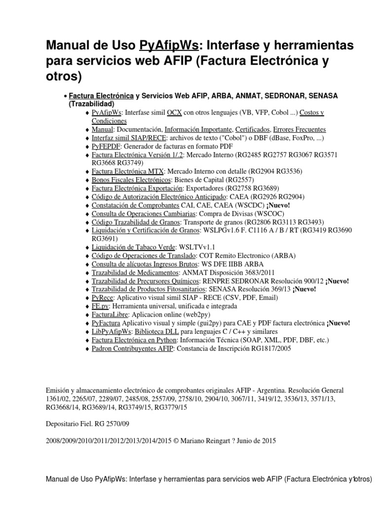 ManualPyAfipWs PDF | PDF | Archivo de computadora | Autenticación