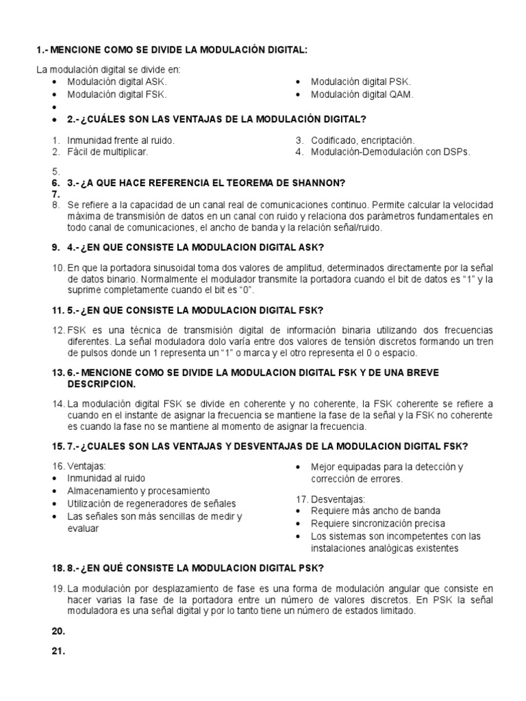 Modulación Digital y Técnicas FSK | PDF | Modulación | Protocolos de ...