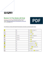 Burmese 123 Tone System With Script