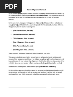 Payment Agreement Contract