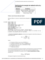 Curvas de Distribución de Energía de Radiación Del Sol y de Pared Plana Vertical