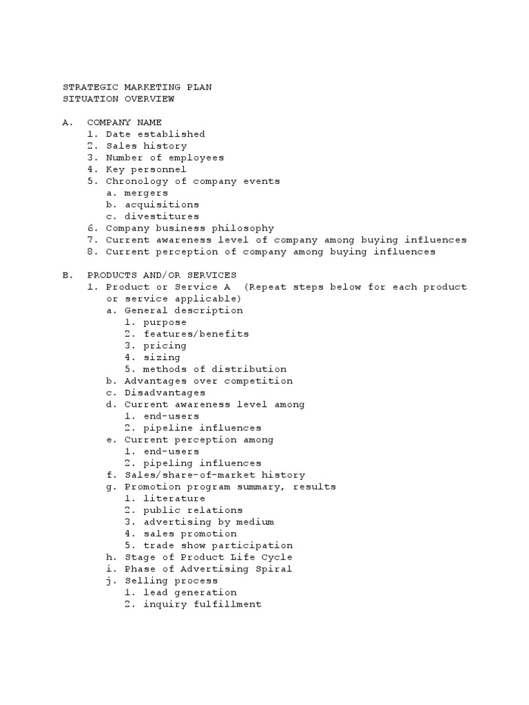 Strategic Marketing Plan Template - Text | PDF | Business