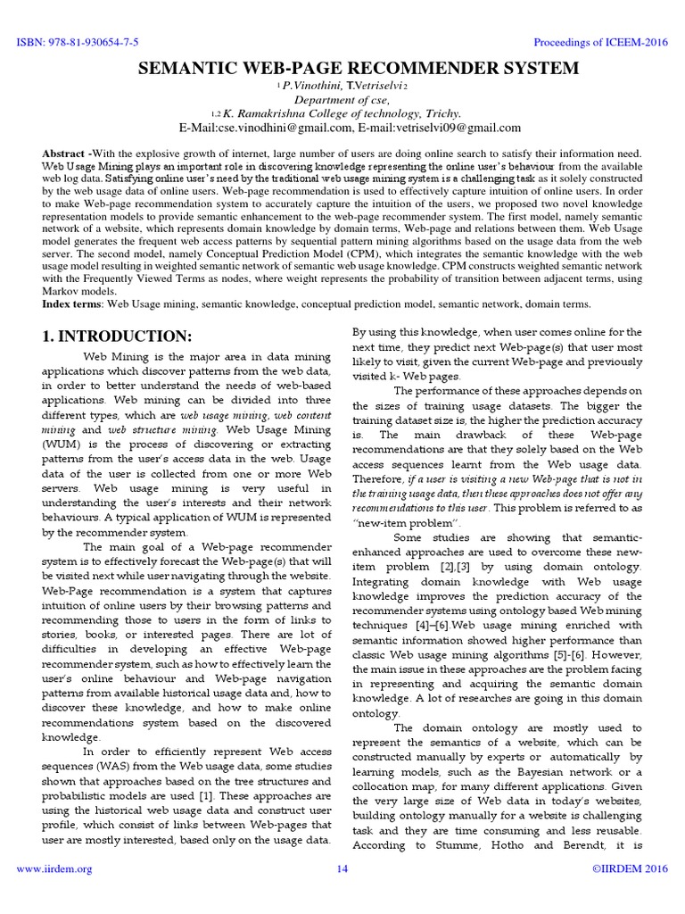 3 Iaetsd Semantic Web-Page Recommender System | PDF | Web Page ...