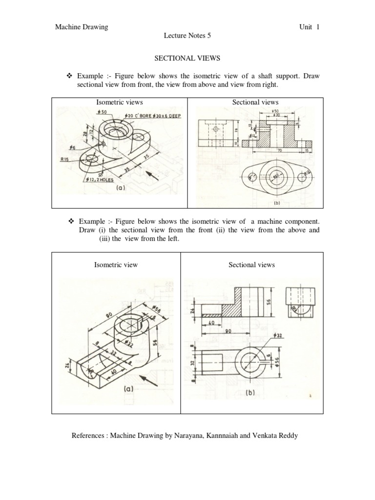 Isometric and Sectional Views in Machine Drawing | PDF | Computers
