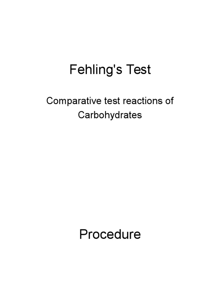 Fehling's Test: Comparative Test Reactions of Carbohydrates | PDF ...