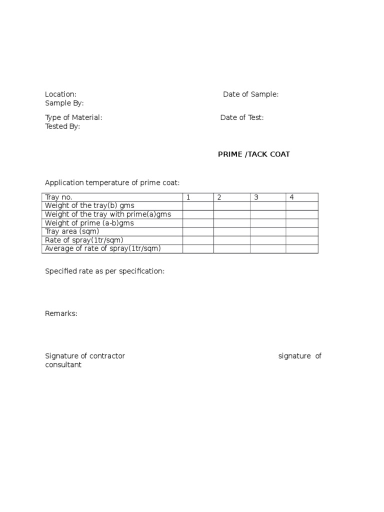 Prime Coat Test Form PDF Materials Chemistry