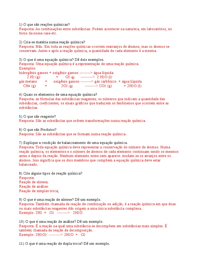 Exercícios Sobre Reações Exotérmicas E Endotérmicas 9 Ano