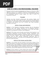 Code of Ethics For Professional Teachers