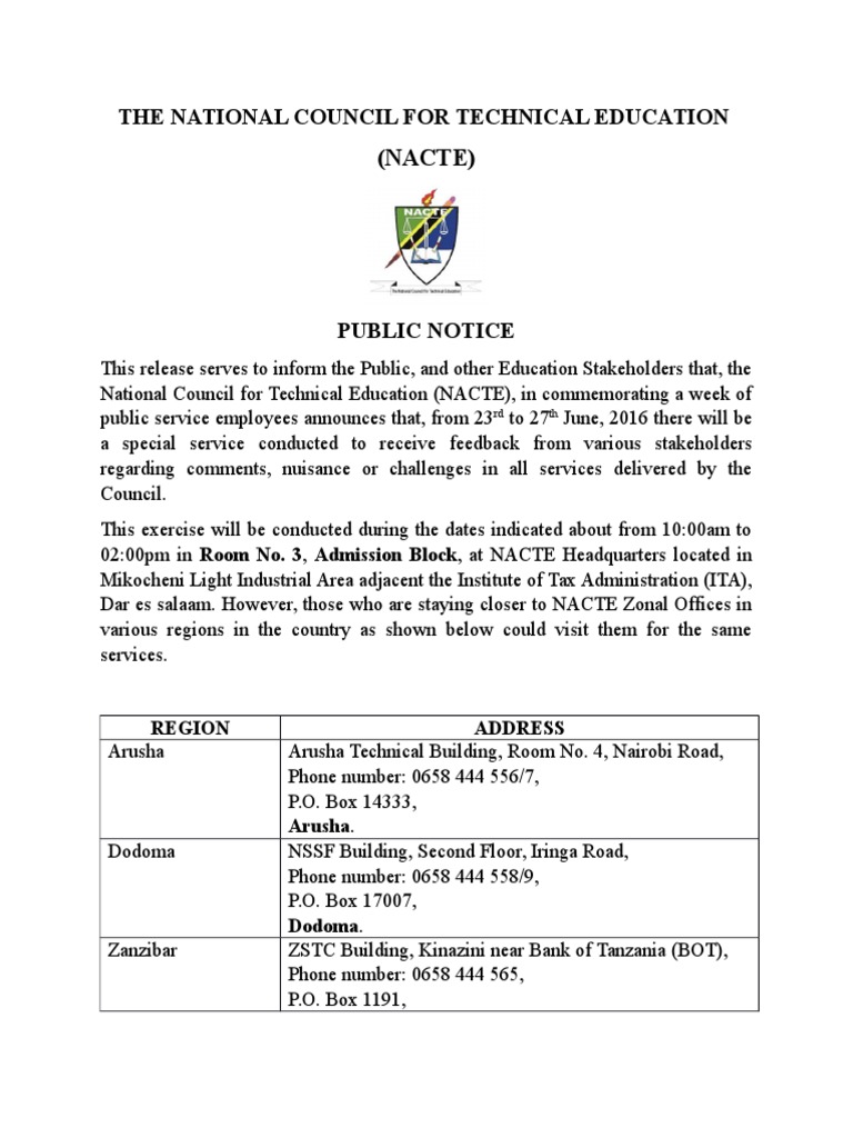 Notice To Public Utumishi Docx