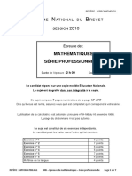 Dnb 2016 - MATHEMATIQUES - Série Professionnelle