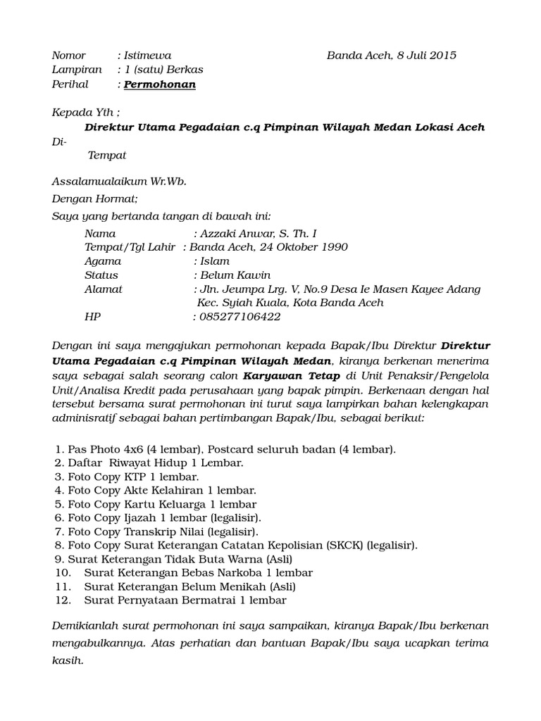 Surat Lamaran Pegadaian  PDF