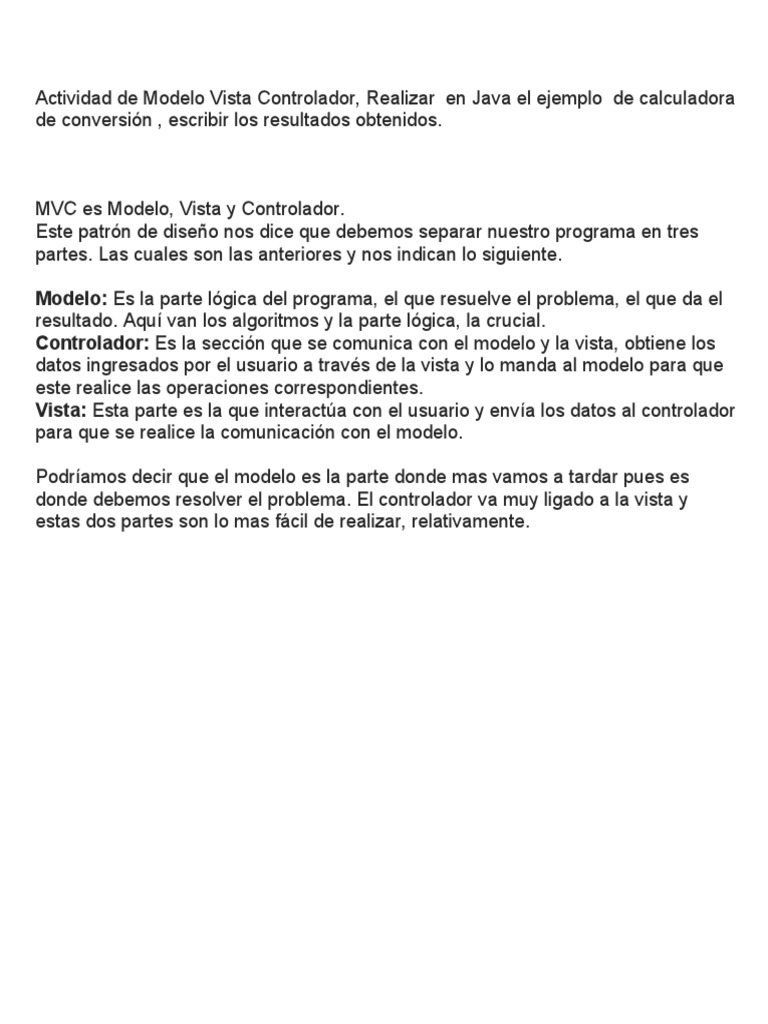 Conversor MVC en Java: Pesos y Dólares | PDF | Modelo – Vista ...