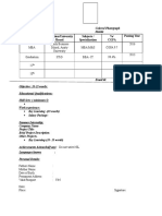 Amity Format CV