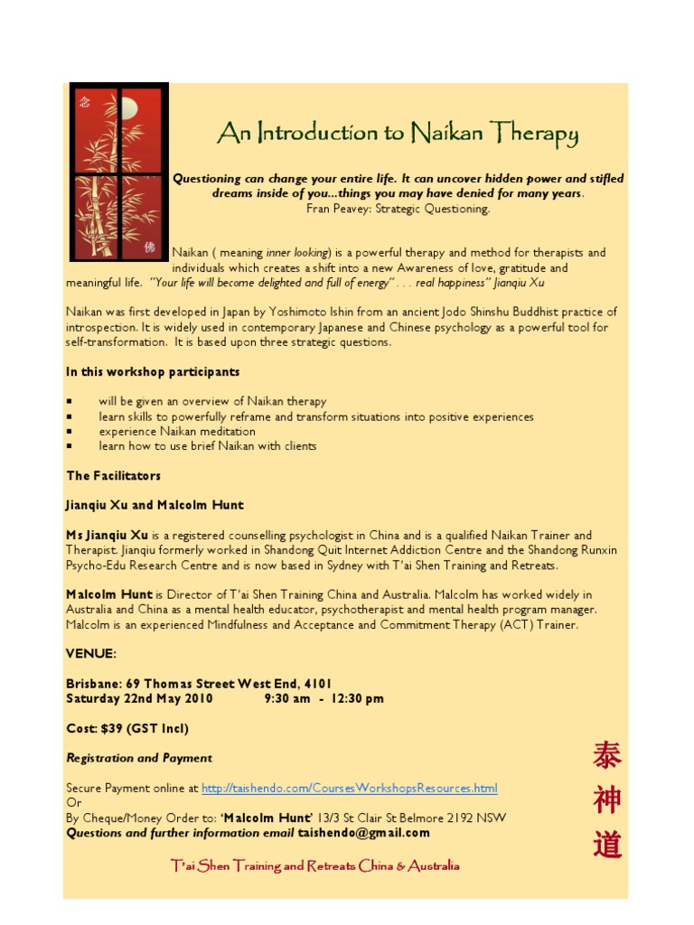Introduction To Naikan Brochure - Australia | PDF | Psychotherapy ...