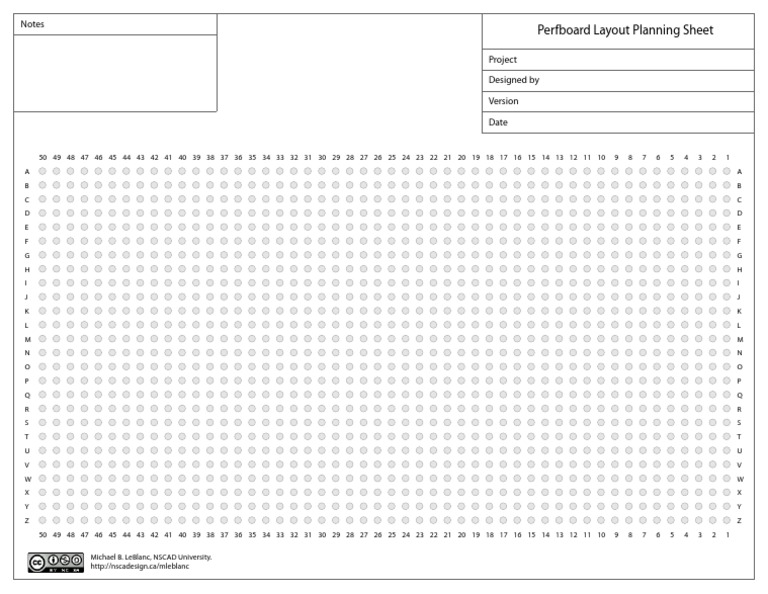 Perfboard Layout Planning Sheet