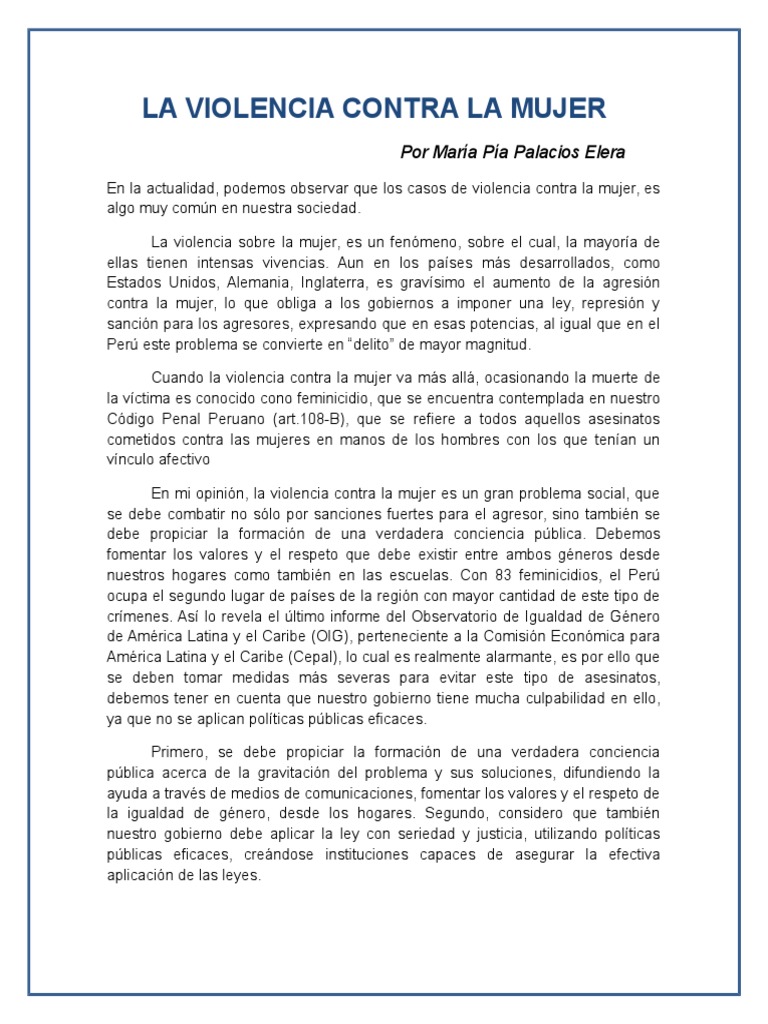 La Violencia Contra La Mujer | PDF | La violencia contra las mujeres ...