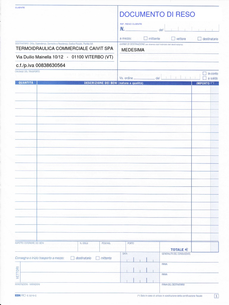 Bolla Di Reso Da Compilare Word dawonaldson