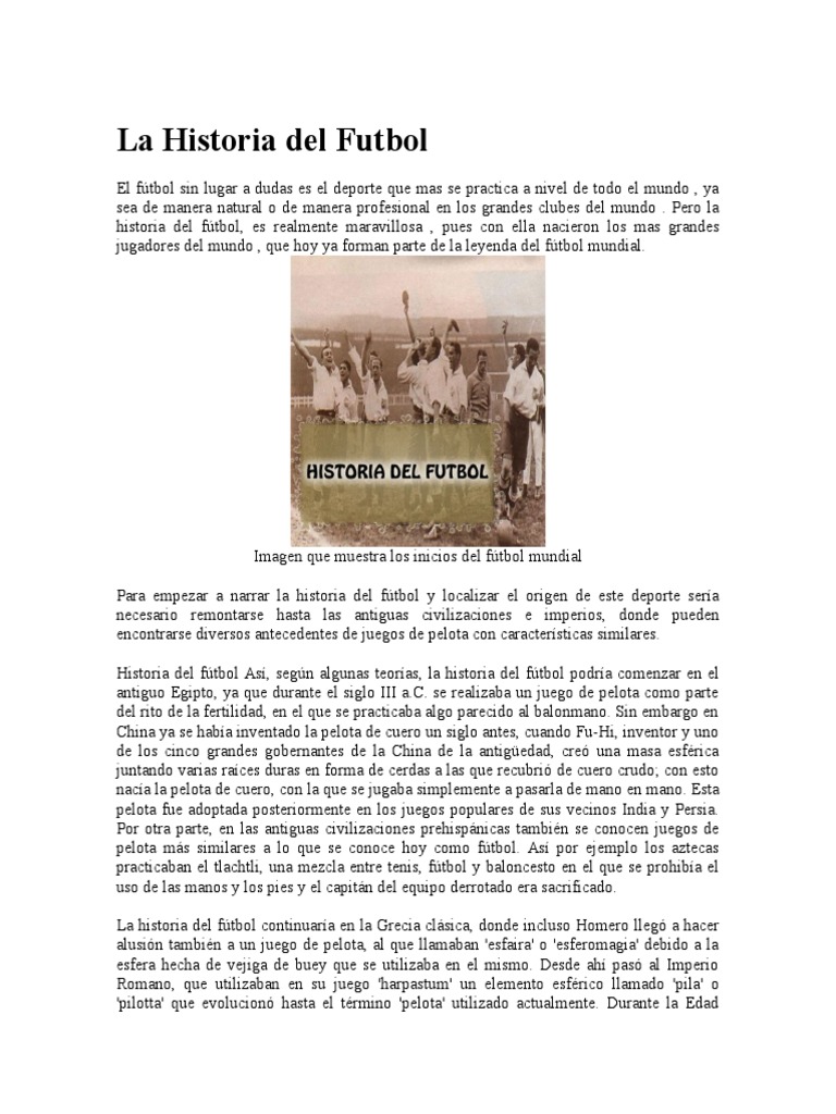 La Historia Del Futbol Nacional e Internacional