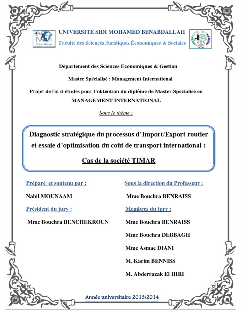 1.projet de Fin D'étude  Management International  Nabil MOUNAAM