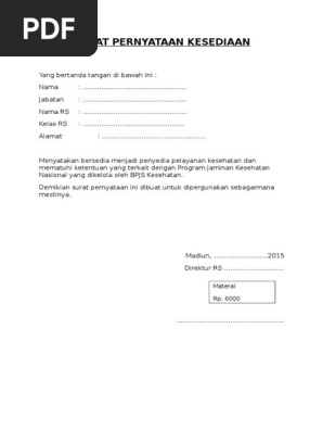 Surat Pernyataan Kesediaan