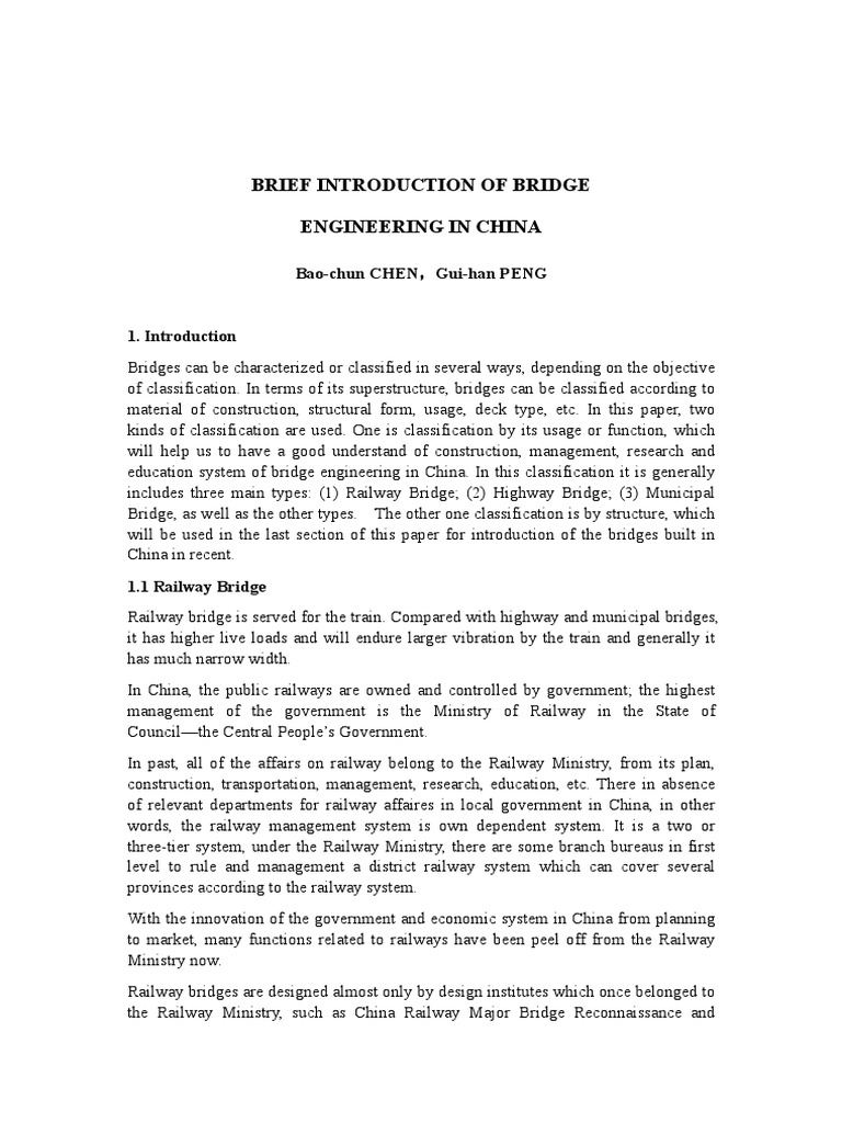 Overview of Bridge Engineering in China | PDF | Prestressed Concrete ...