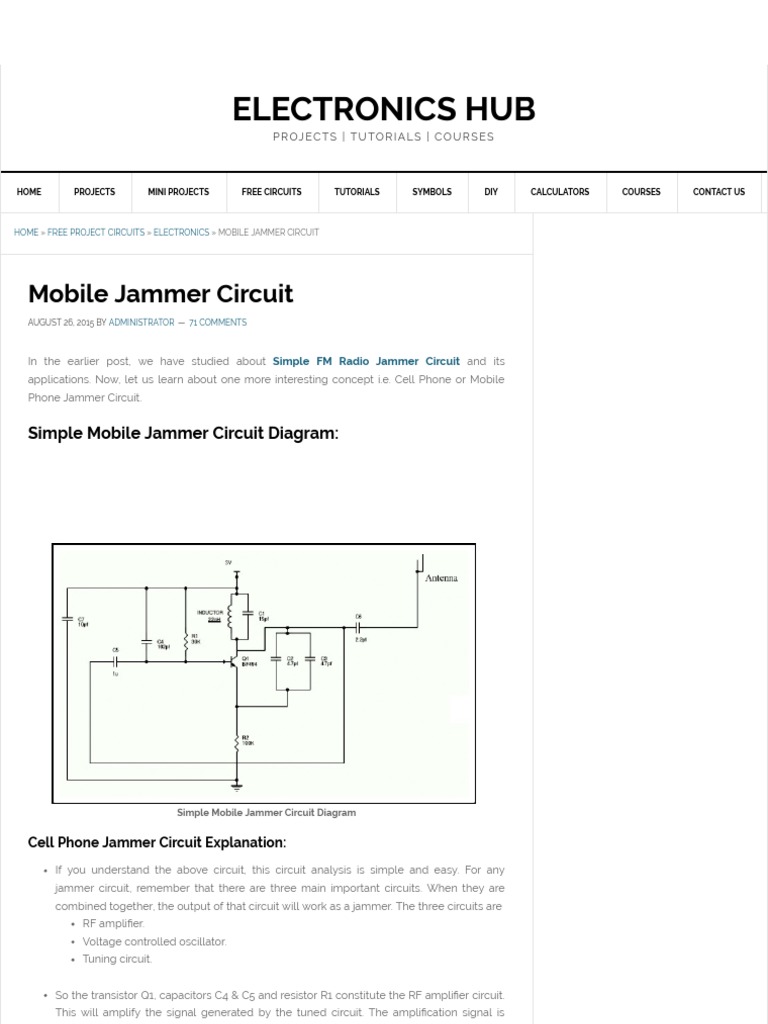 Simple Mobile Jammer Circuit - How Cell Phone Jammer Works | Electronic