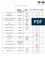 Production Schedule: Process Website/ Medium Time Taken Date Individual Finish Ed Pre-Production