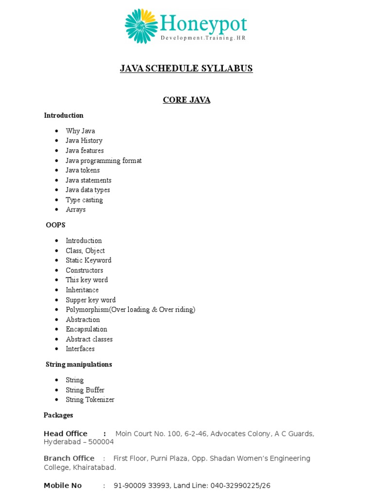 Java Schedule Syllabus | PDF | Java Server Pages | Java Servlet
