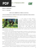 Educação Ambiental Começa Na Escola