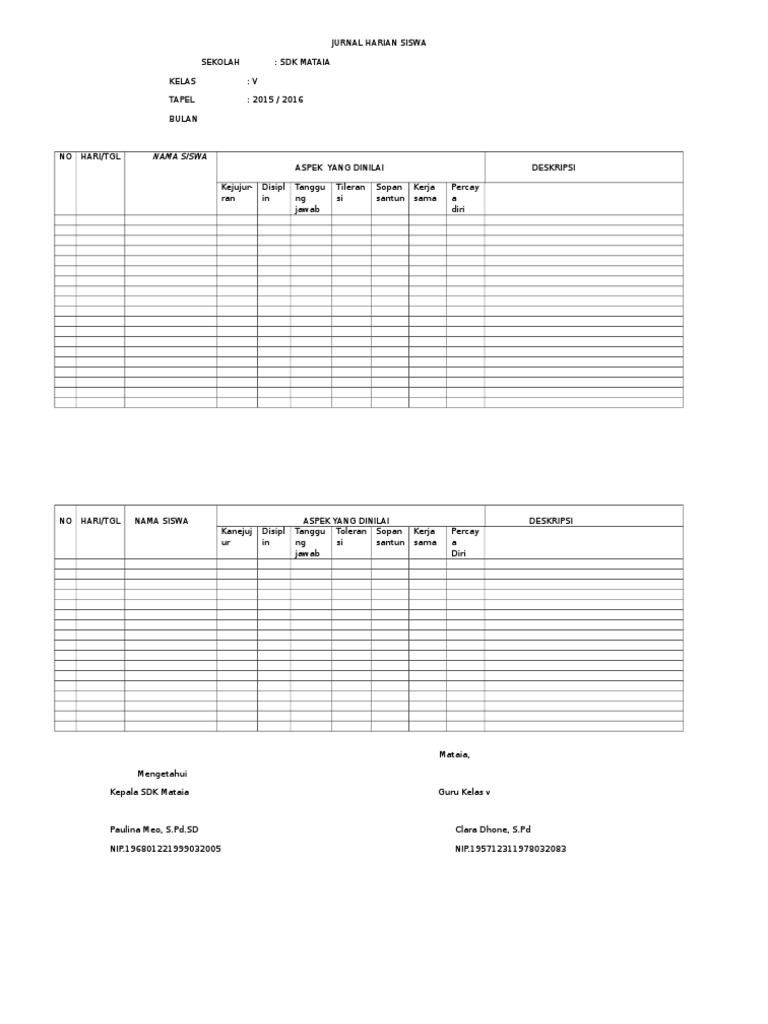 View Contoh Buku Jurnal Siswa Dan Guru Pics