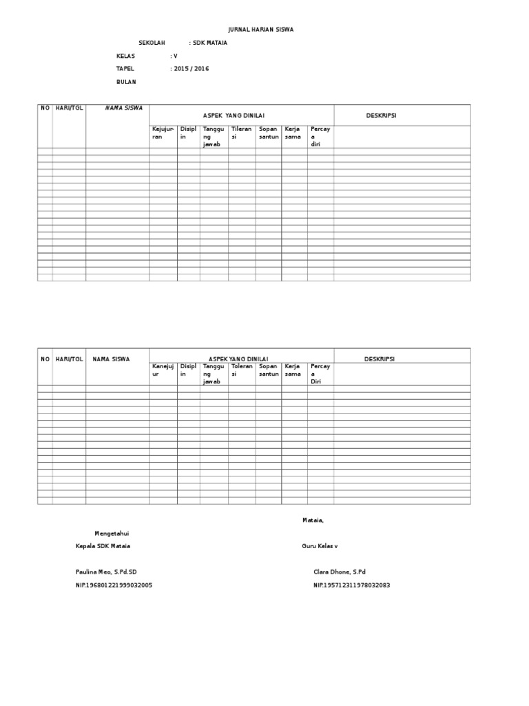 Jurnal Harian Siswa | PDF