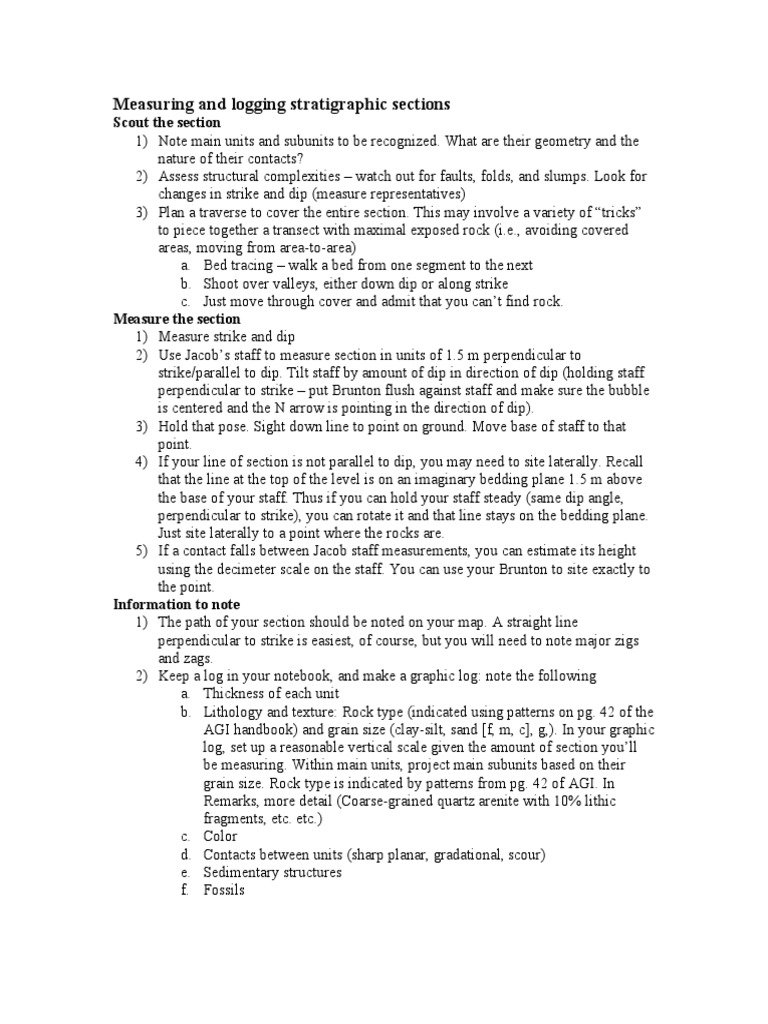 Measuring Stratigraphic Sections Guide | PDF | Geology | Earth Sciences