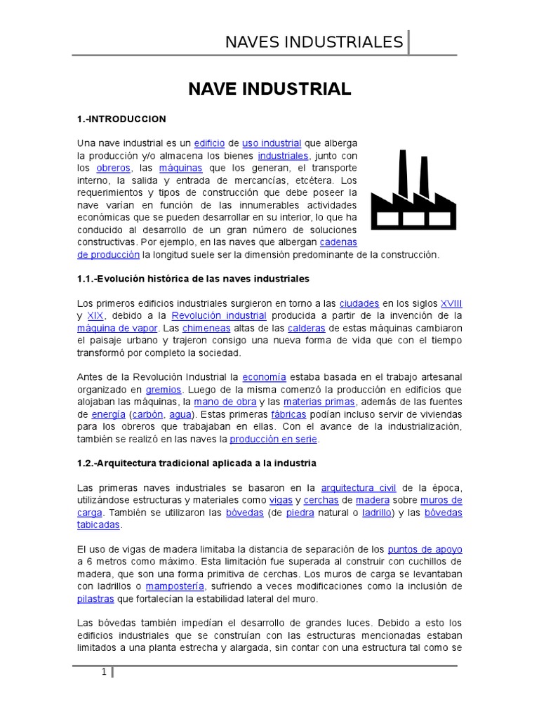 Diseño y evolución de naves industriales | PDF | Concreto reforzado ...