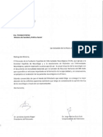 Carta a La Ministra de Sanidad