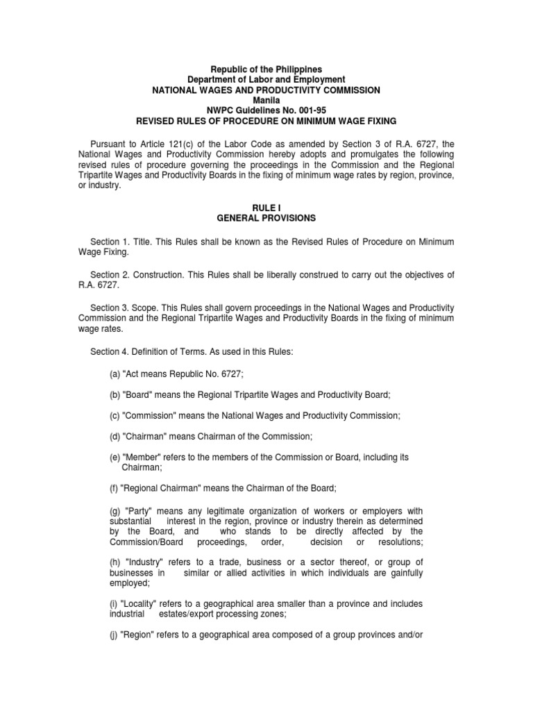 Guidelines Establishing Revised Procedures for Determining Regional