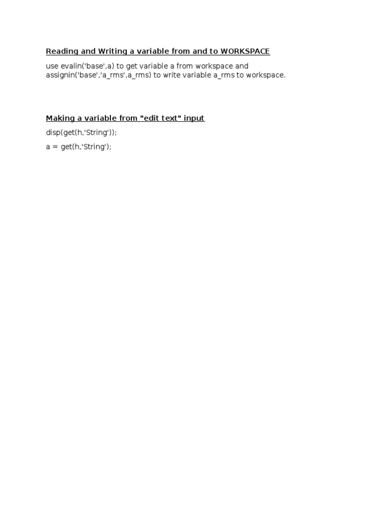 Workspace Variable Management in MATLAB | PDF | Computers
